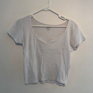 brandy melville white wide scoop neck top